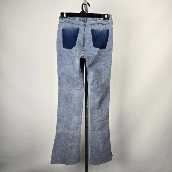 Hue High Rise Denim Flare Legging Raw Hem Jeans Size XS - Picture 5 of 8